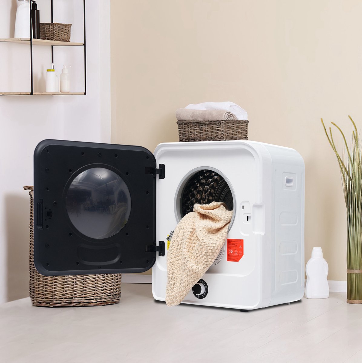 Wasdroger - 3 kg tot 4,5 kg - 830 W - 5 programma's - oververhittingsbeveiliging - wit - wandmontage