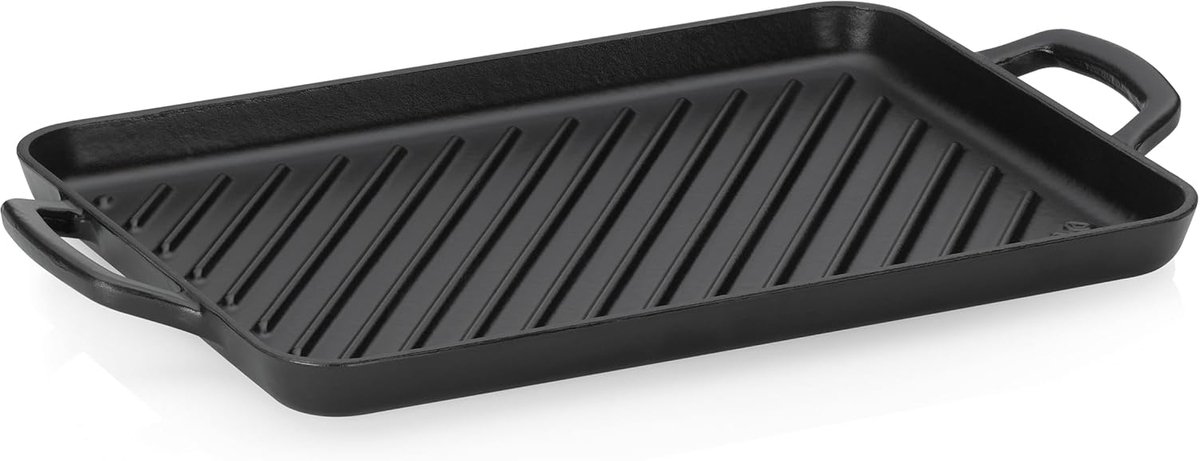 kela CALIDO, grillplaat voor inductie, 35 x 25 cm, gietijzeren geëmailleerd gietijzer, hittebestendig tot 300 °C, zwart