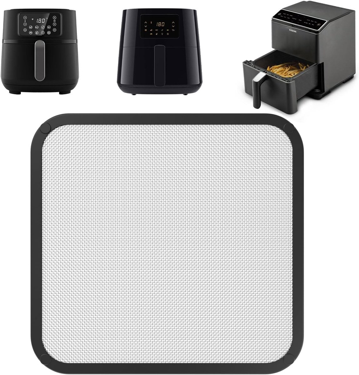 Spetterbescherming voor Airfryer, Accessoires voor TurboBlaze en Philips, RVS 22 x 21 x 0.5 cm, ideaal voor gezond frituren