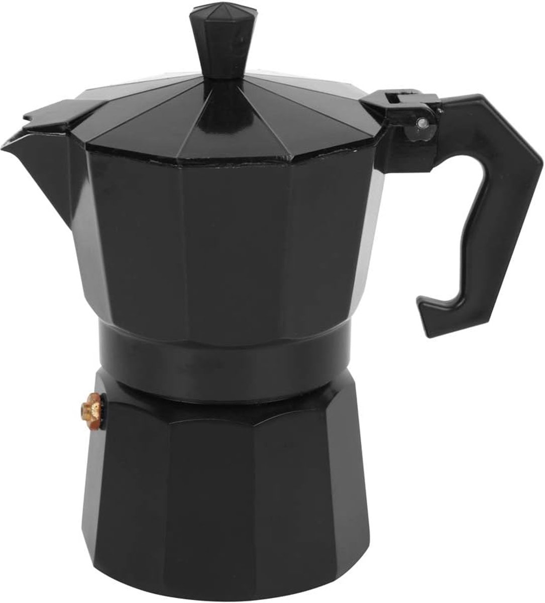 - 3 kopjes (3 kopjes), klassieke Italiaanse aluminium kookpan met handvat tegen bouillon, voor keuken, camping, kantoor, 150 ml (zwart)