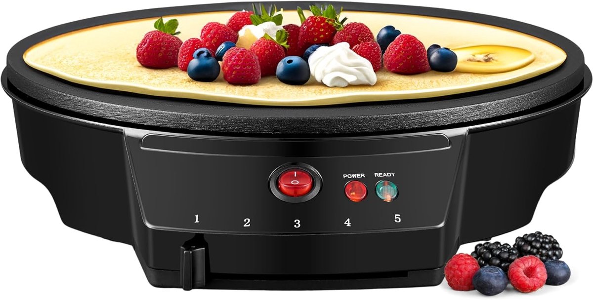 Crêpes Maker Cool-Touch-handgreep 30 cm diameter anti-aanbaklaag crêpes machine crêpesmaker galettes pannenkoeken pan crêperie 1000 Watt