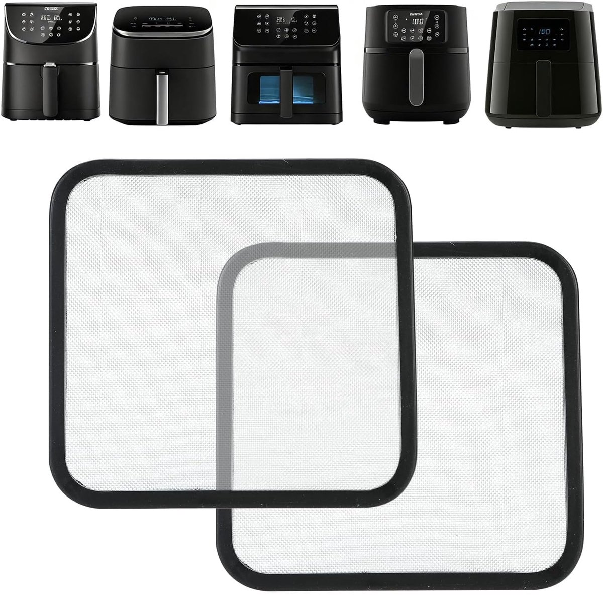 2 stuks spatbescherming voor Cosori Philips Airfryer heteluchtfriteuse | voor TurboBlaze CP158 5,5L 6,0L 6,2L Turbo Tower Pro 10,8L, Airfryer HD9285/91 XXL 7,2L, HD9270/91 XL 6,2L, 22 x 21 x 0,5 cm