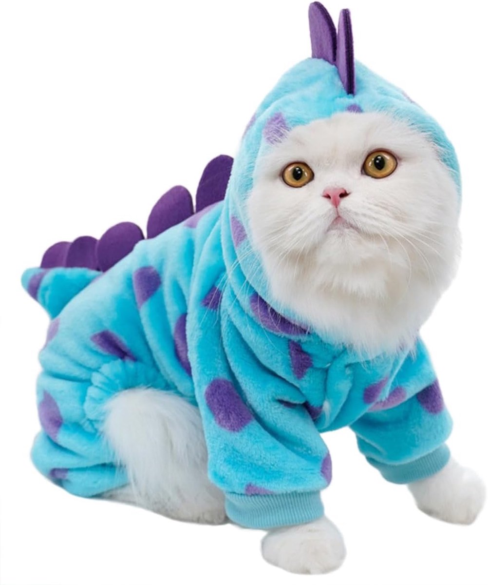 Grappige hond dinosaurus kostuums huisdier kleding voor kleine hond kat, winter warme puppy hoodies huisdier jumpsuit kleding voor Halloween Kerstmis, M