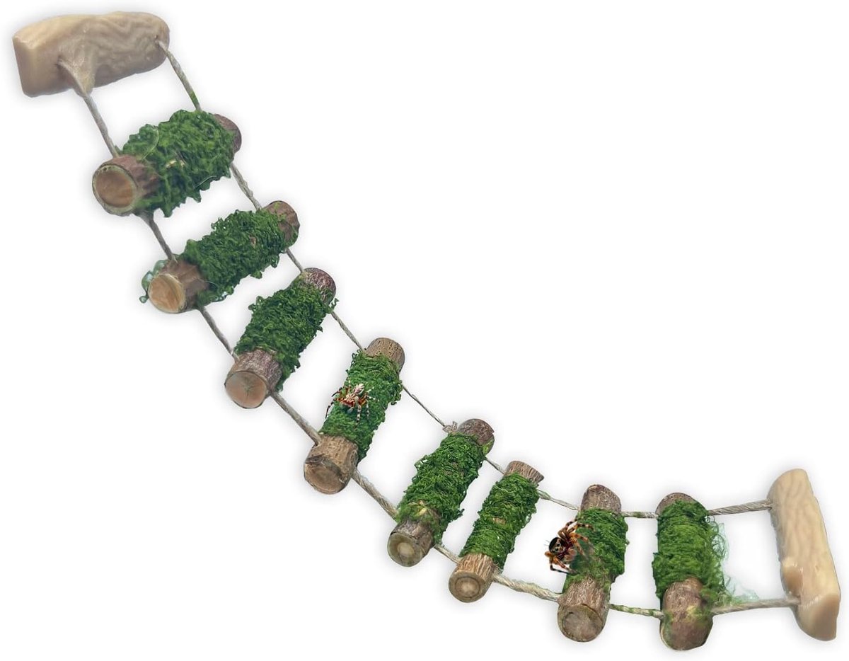 Spider Rope Bridge, een massief houten klimbrug, een accessoire voor springende spinnenbehuizing, handgemaakt, een spinsprongplatform, gebruikt als decoratief accessoire voor kleine