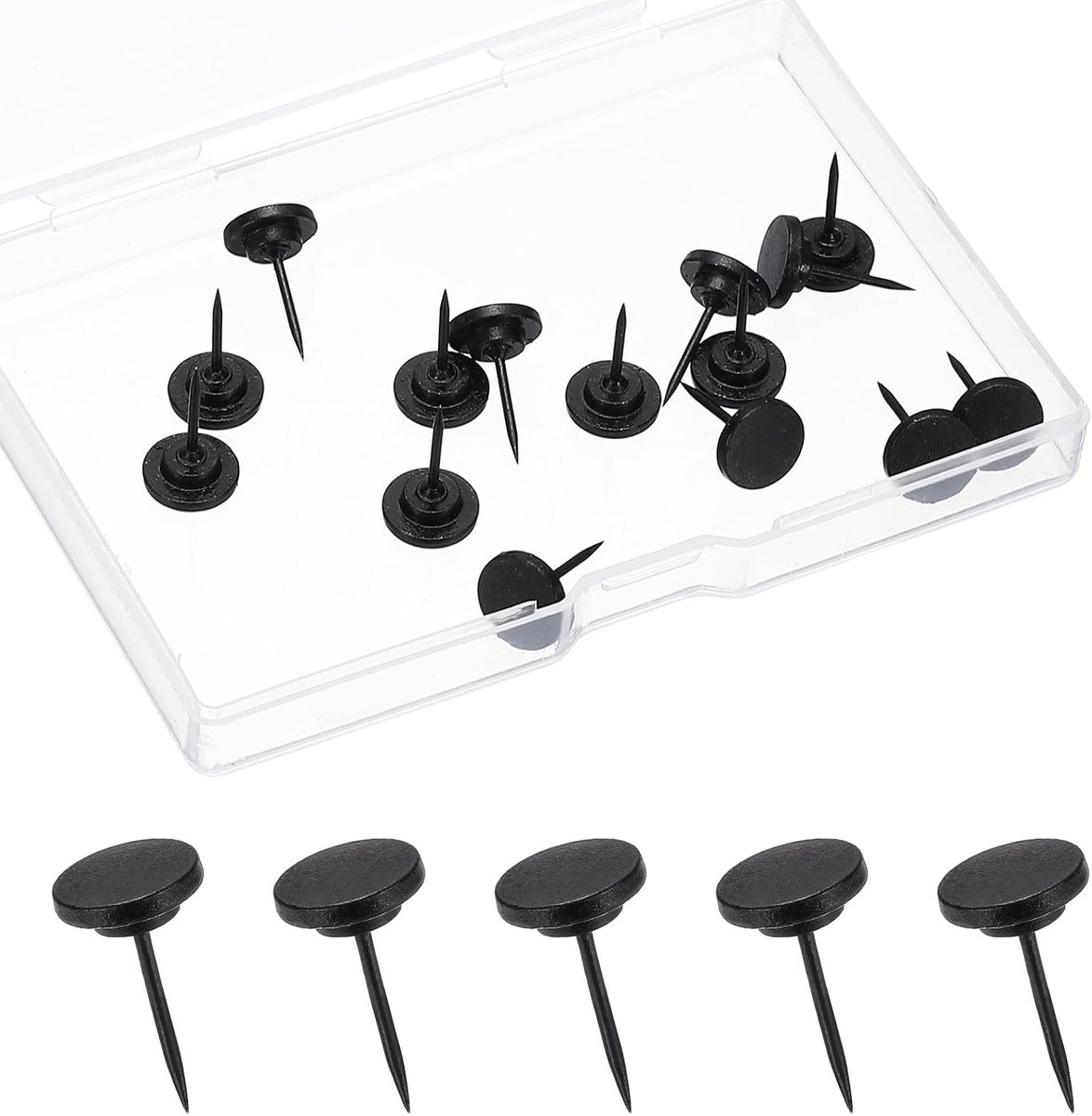 15 Stuks Platte Push Pins, Zwart Metalen Duimspijkers Thumbtacks Push