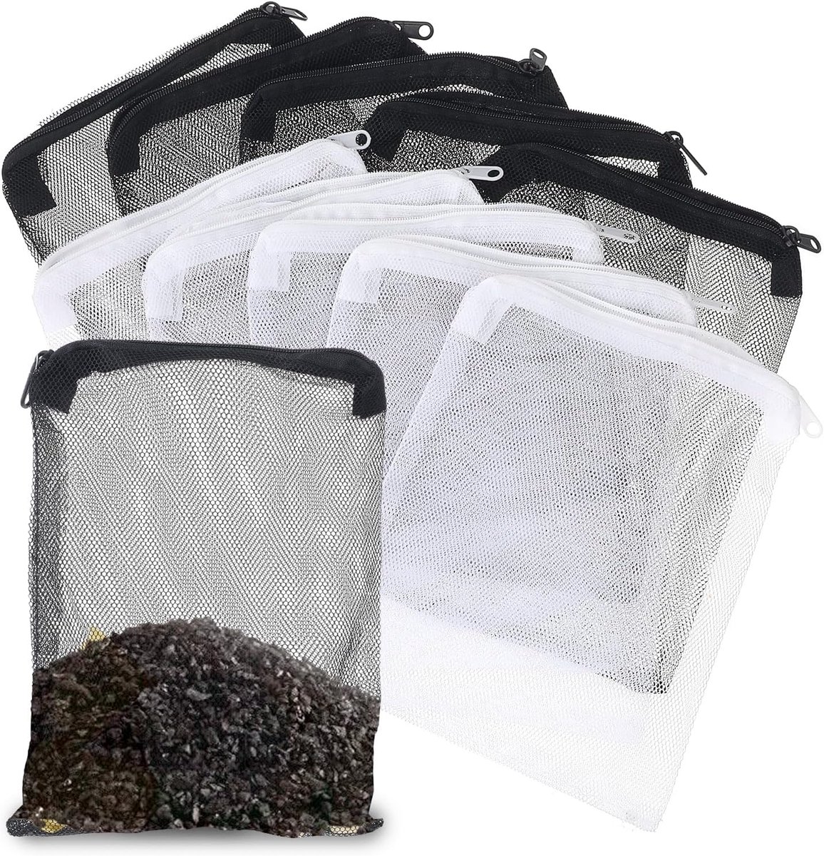10 stuks aquariumfilterzakken, aquariumnet met ritssluiting, fijn