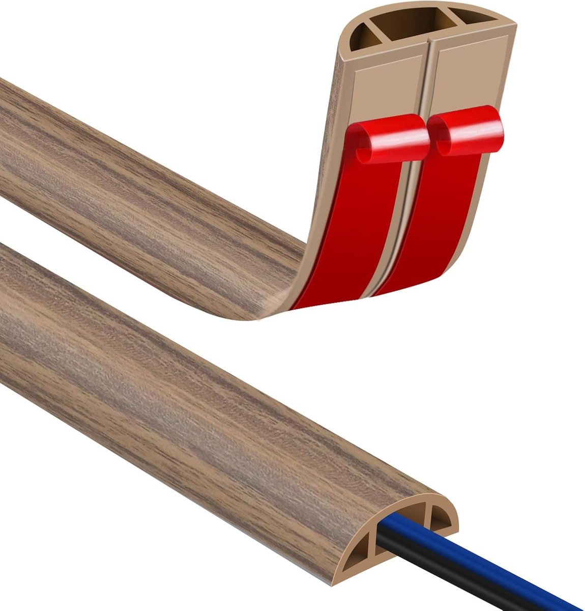 Kabelbrug Halfronde Vloerkabelhoes 3M Flexibele Kabelgoot Zelfklevende Vloer Kabelgoot, Mini Cable Trunking Voor Kantoor, Concert etc, Kabel Bescherming en Preventie Van Struikelgevaar