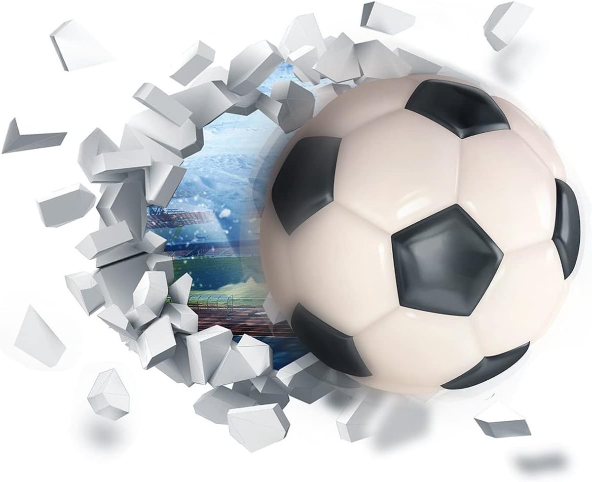 3D-muursticker, voetbal muursticker Zelfklevend voor decoratie.
