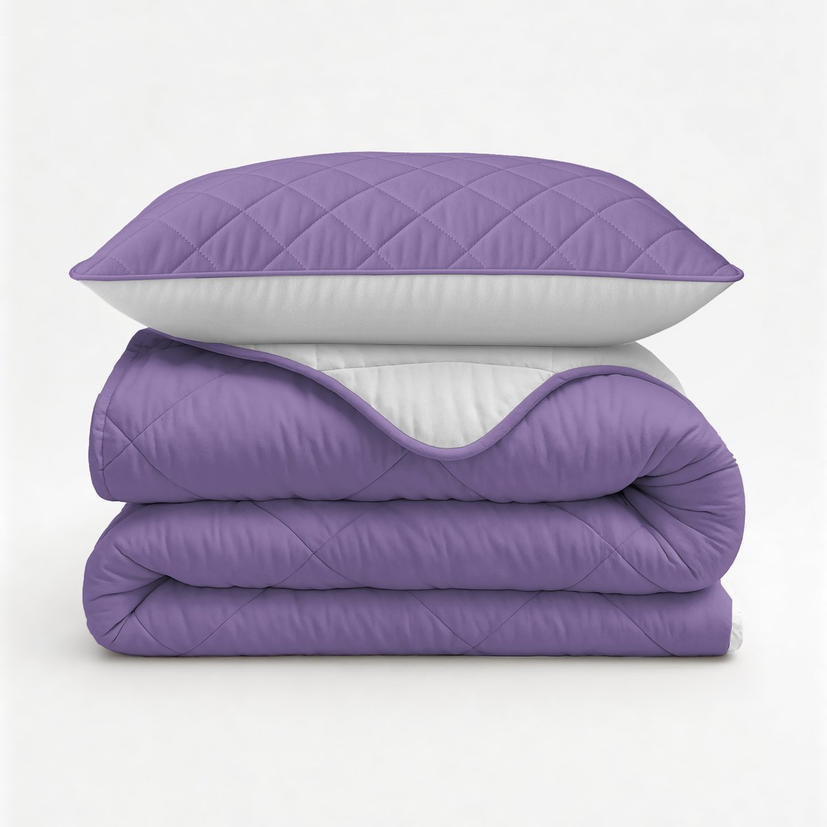 Sleeptime Dekbed zonder Overtrek - Wasbaar Dekbed - Inclusief Slopen 60x70 cm - Eenpersoons - 140x200 - Beige/Lavendel