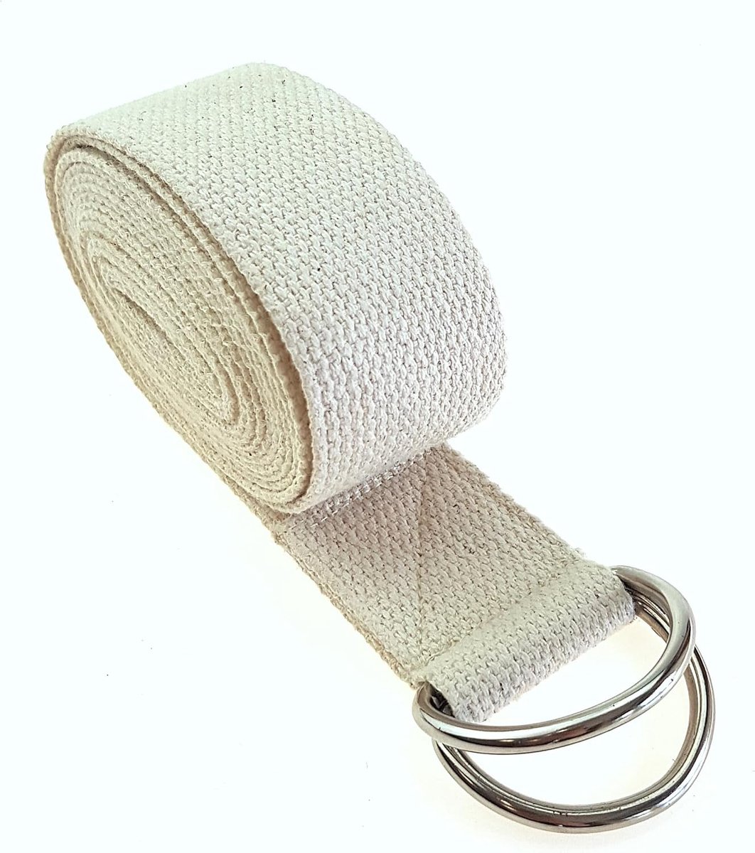 Yoga band 210 cm - 100% katoen - natuurlijke kleur - ideale steun voor stretchoefeningen - ShopVlot