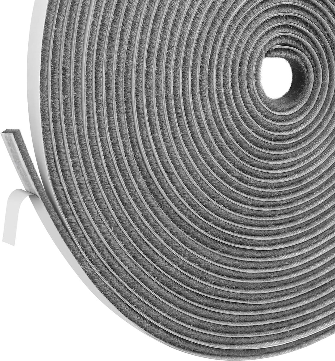 Borstelafdichting voor deur en raam - 12 m x 9 mm - grijs - voorkomt tocht en geluid - SnelShoppen