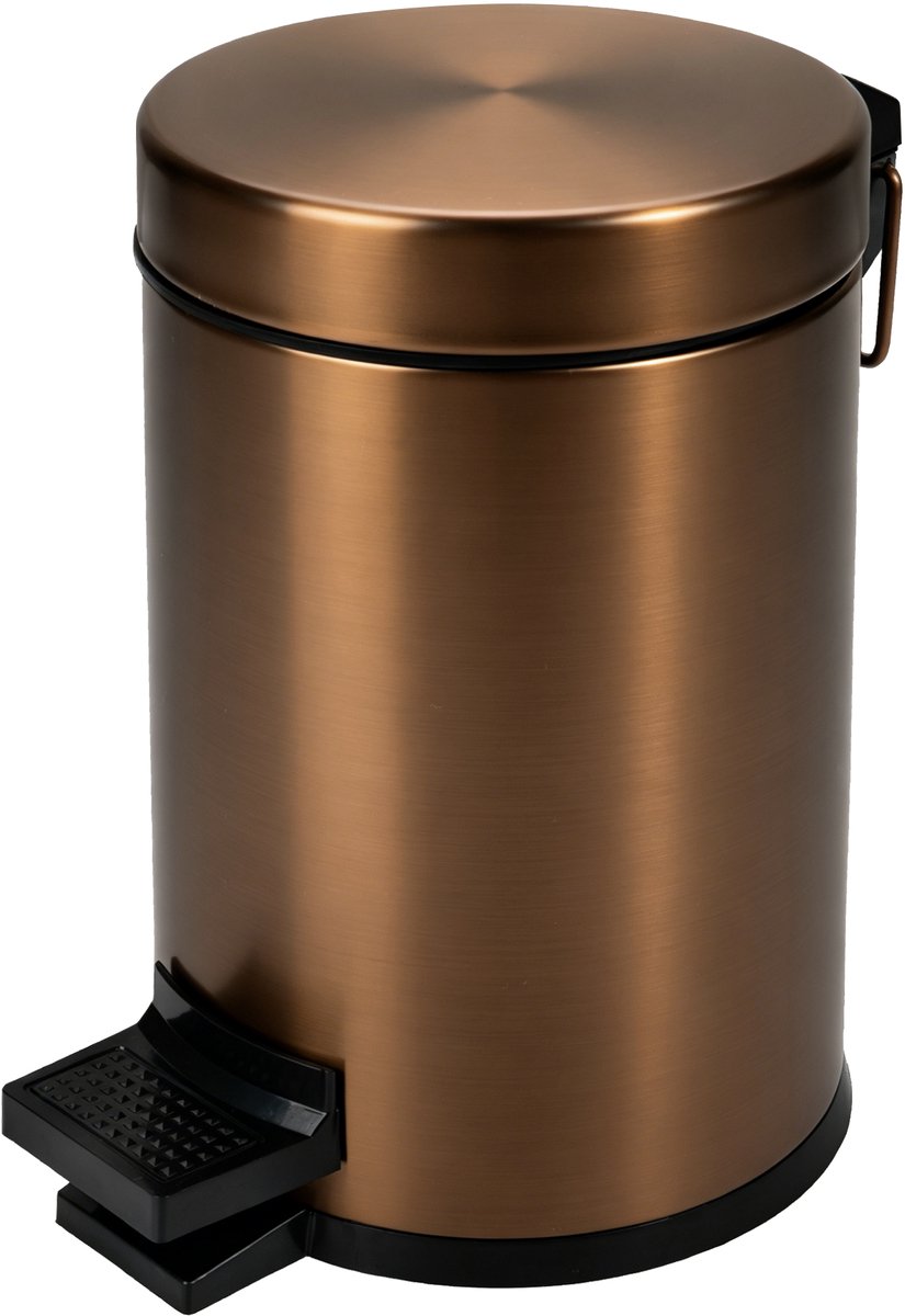 VDN Stainless Prullenbak - Pedaalemmer - Afvalbak - 3 liter - RVS - Afvalemmer - Koper