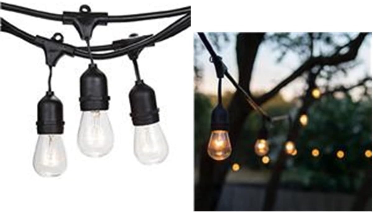 SnelShoppen - E27 Fitting Feestverlichting Prikkabel 10 Meter Waterdicht IP65 Doorkoppelbaar Zwart voor Buiten, Tuin, Feest en Camping