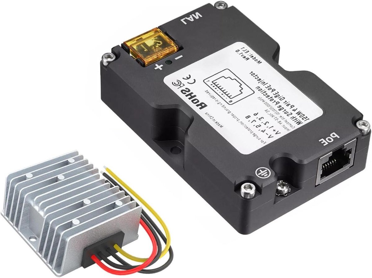 PoE Injector - Netwerk Injector - Stabiele Netwerkverbinding - 150W Vermogen - Gigabit Ethernet - Zwart