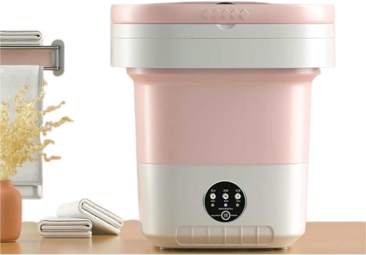 KZQ Mini Draagbare Wasmachine - Opvouwbare Wasmachine - met Centrifugeerfunctie en 3 Wasprogramma's - Geschikt voor Camping, Hotels, Appartementen - Compact en Lichtgewicht - Paars - 7 Liter - 28 x 28 x 29 cm