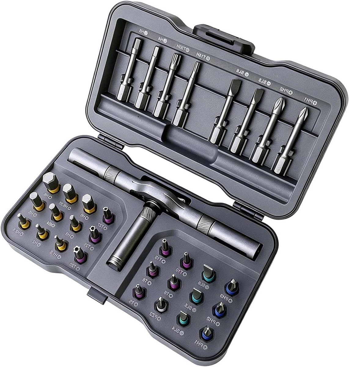 Ratel Schroevendraaier Set - Magnetische Schroevendraaier - Klusjes in Huis - 32-in-1 Precisie Bits - Compacte Set - Grijs