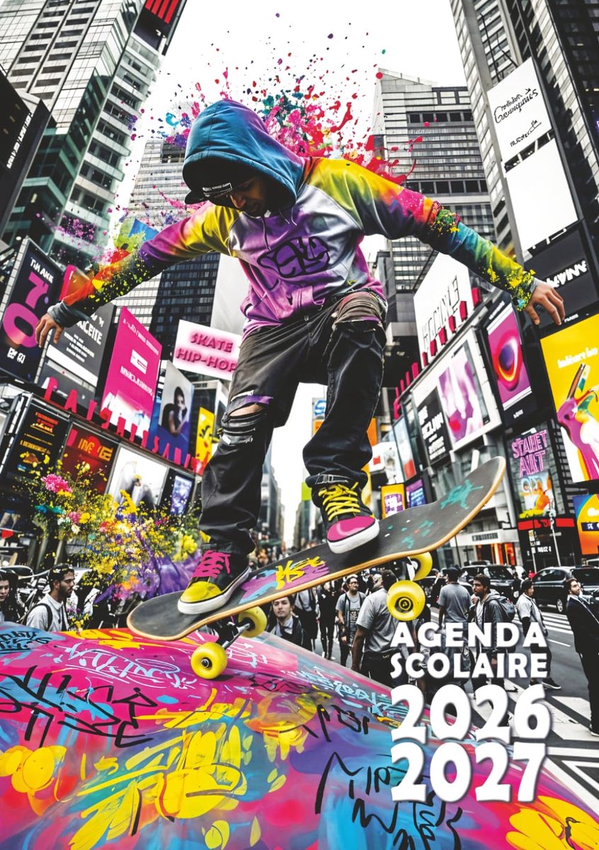 Agenda 2026 2027 - 12x17 cm - skateboard & hip-hop - één pagina per dag voor schoolgaande jongeren - ShopVlot