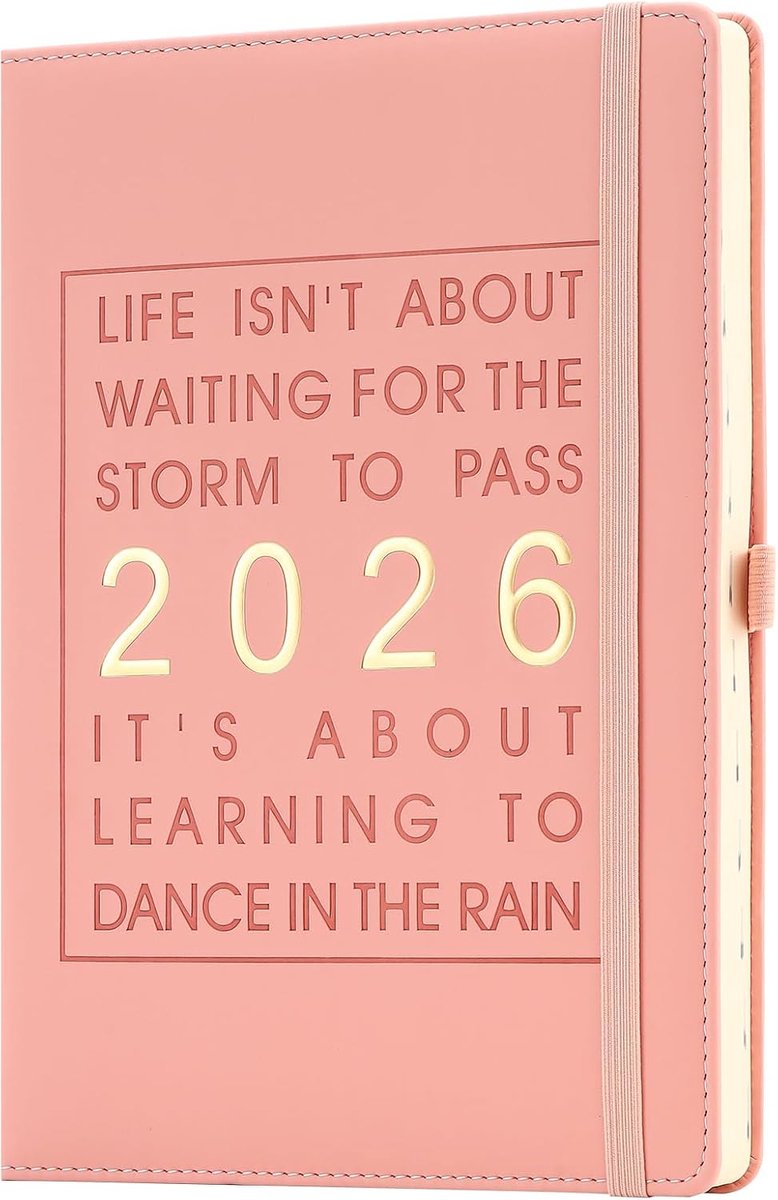 Agenda 2026 Dag per Pagina - Planner Jaaroverzicht - Productiviteit Verhogend - Week en Maandindeling - A4 - Roze