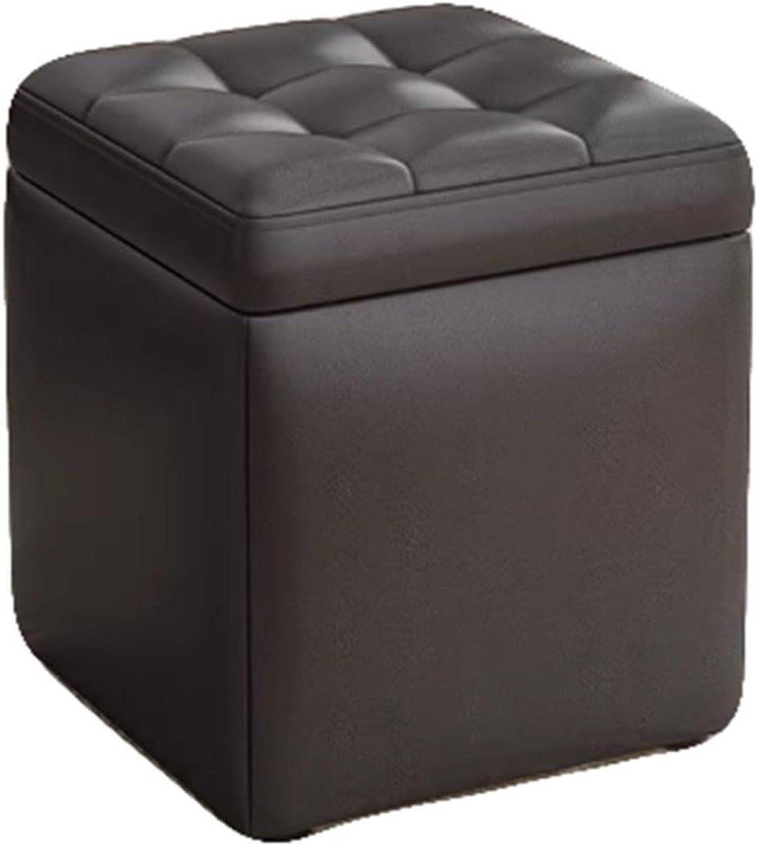 Opberg Poef - Voetenbank Kruk - Woonkamer Opruimen - Houten Structuur - 30x30x35 cm - Kleur4