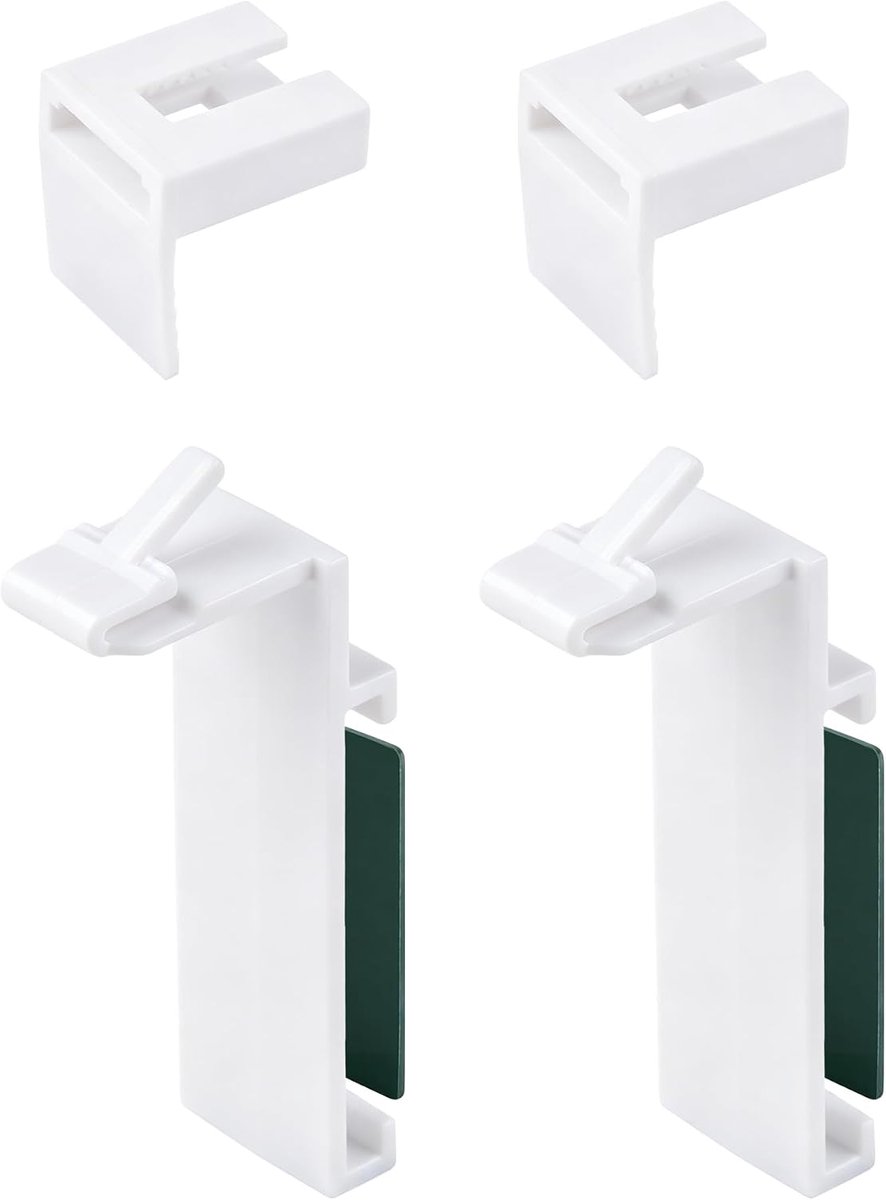 SnelShoppen - 2 Stuks Zelfklevende Gordijnroede Houder zonder Boren, Klemmende Beugels voor PVC en Houten Ramen, Ideaal voor Huurders, Snelle Montage,