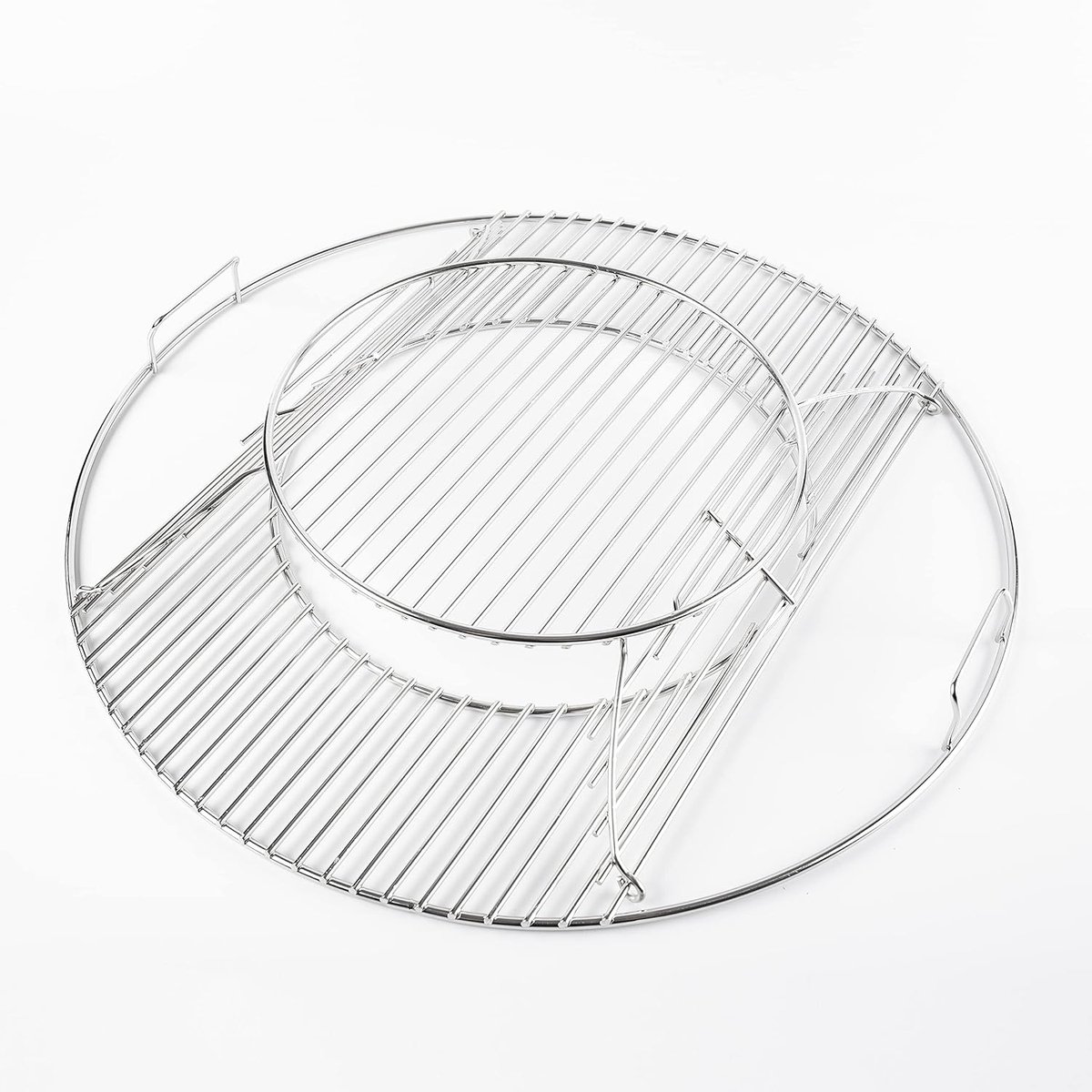 SnelShoppen - Vervangende Scharnierende Grillroosters voor Weber 57cm Houtskoolbarbecues, Gourmet Systeem, Verchroomde Kookroosters voor Barbecue, One