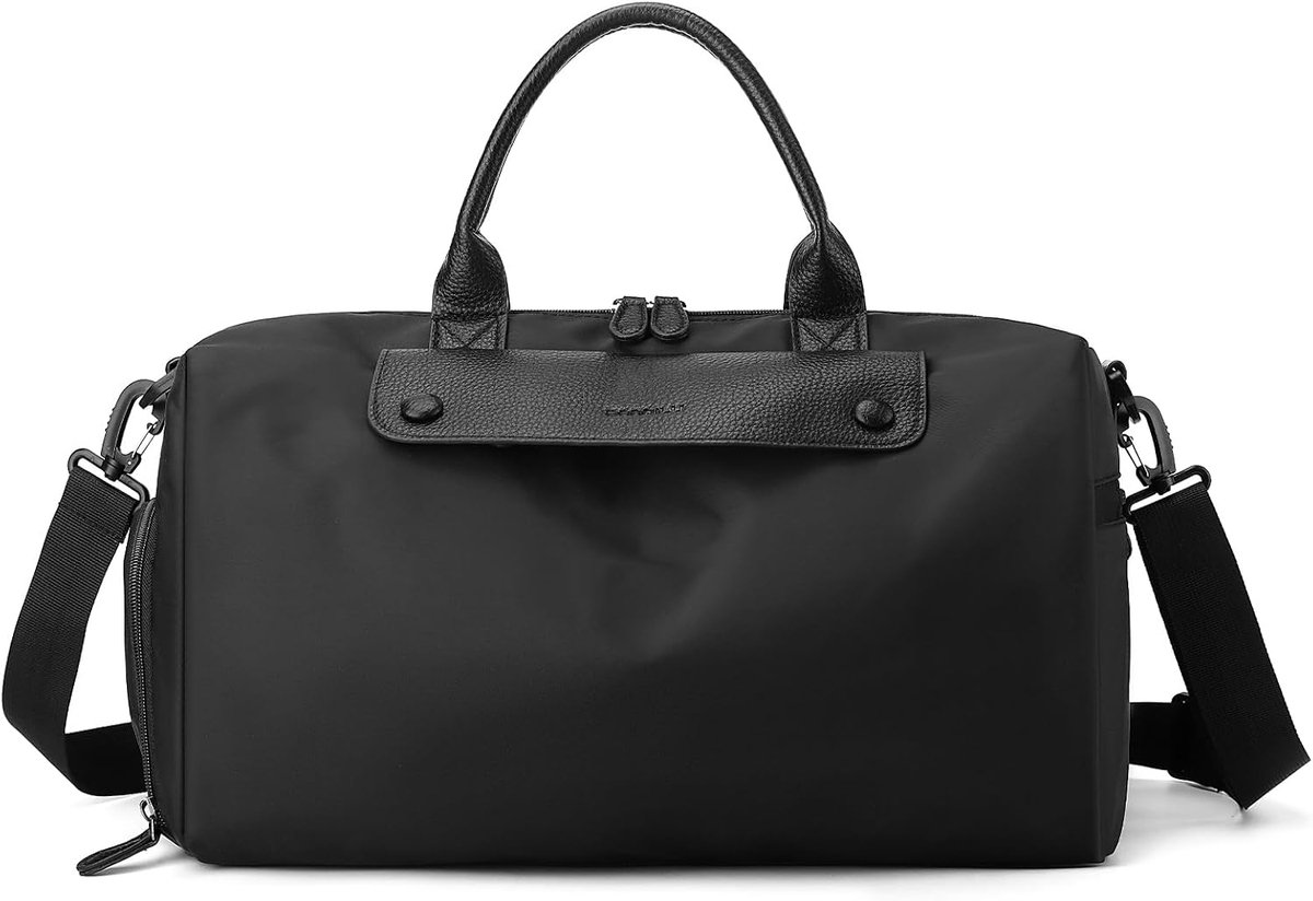 SnelShoppen - Reistas Handbagage 20 Liter Sporttas met Schoenenvak en Nat Vak Klein Weekendje Fitness Training Reizen Zwart Klassiek