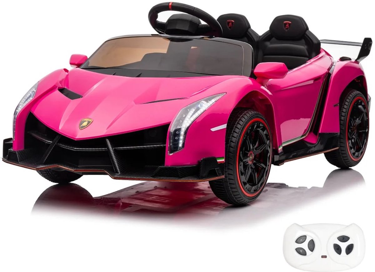 Lamborghini Veneno - Elektrische kinderauto - 12V Accu Auto - Voor Jongens en Meisjes - Afstandsbediening - Roze