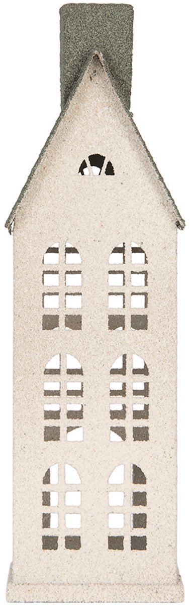 Clayre & Eef Decoratie Beeld Huis 17x8x38 cm Wit Metaal