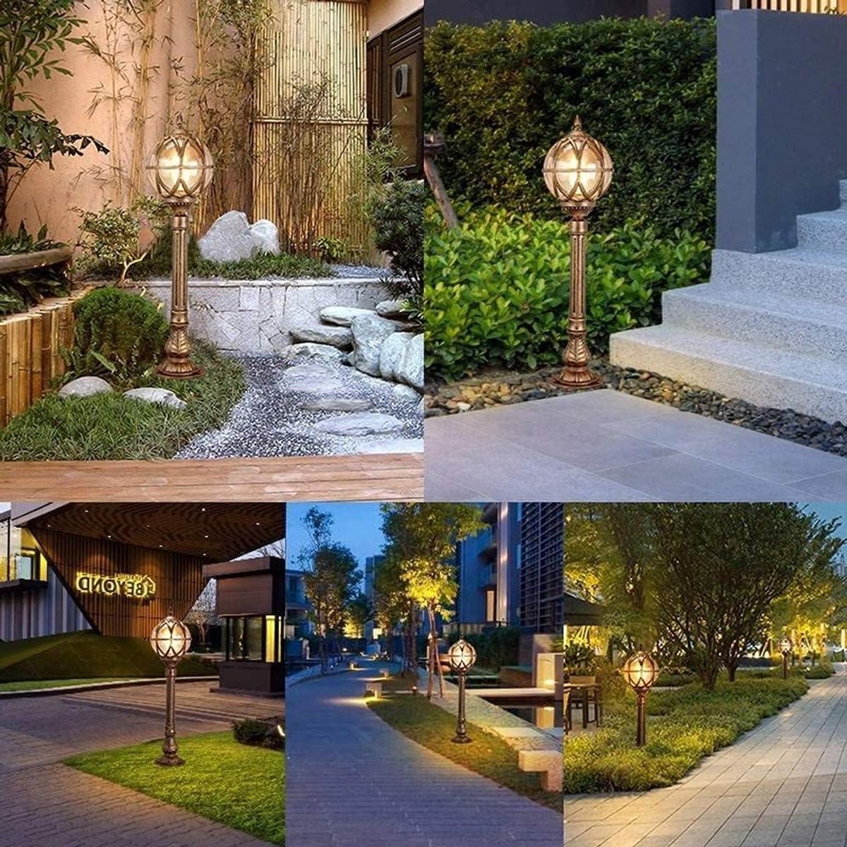 Buitenlantaarnpaal Licht - Tuinverlichting Paal - Buiten Verlichten - Victoriaans Design - IP65 Waterdicht - Zwart