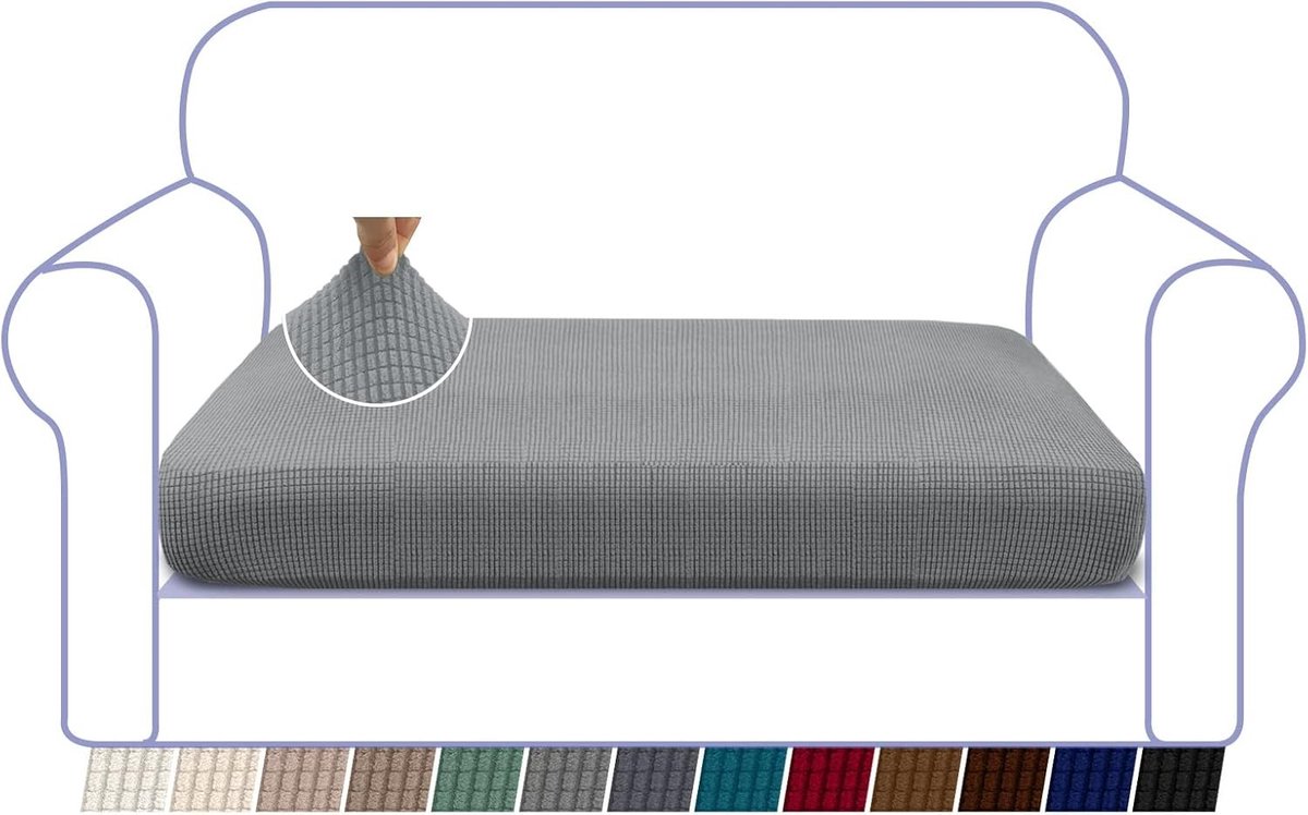 Hoogwaardige Stretch Sofa Cover, Super Zachte Bescherming voor Banken en Stoelen, Jacquard Spandex Stof met Elastische Onderkant (2-Zits, Lichtgrijs)