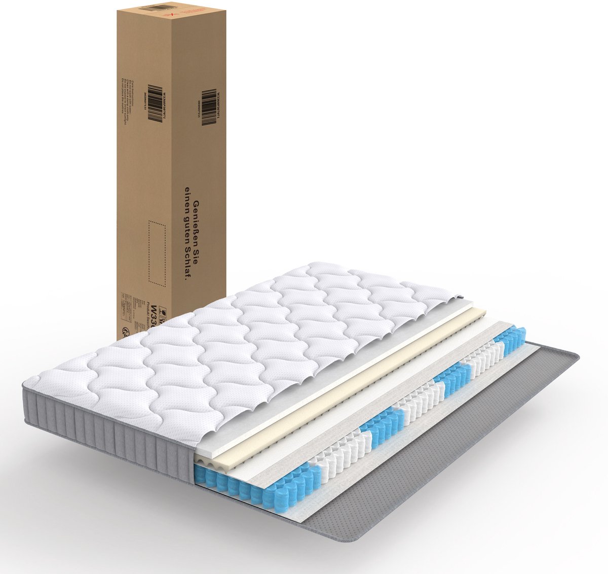 FloraGrace Pocketveringmatras 90x200 cm - 7 Zones - H3 - Drukverlagend - Voor Slaapbank en Vouwbed - Wit - Zonder Matras