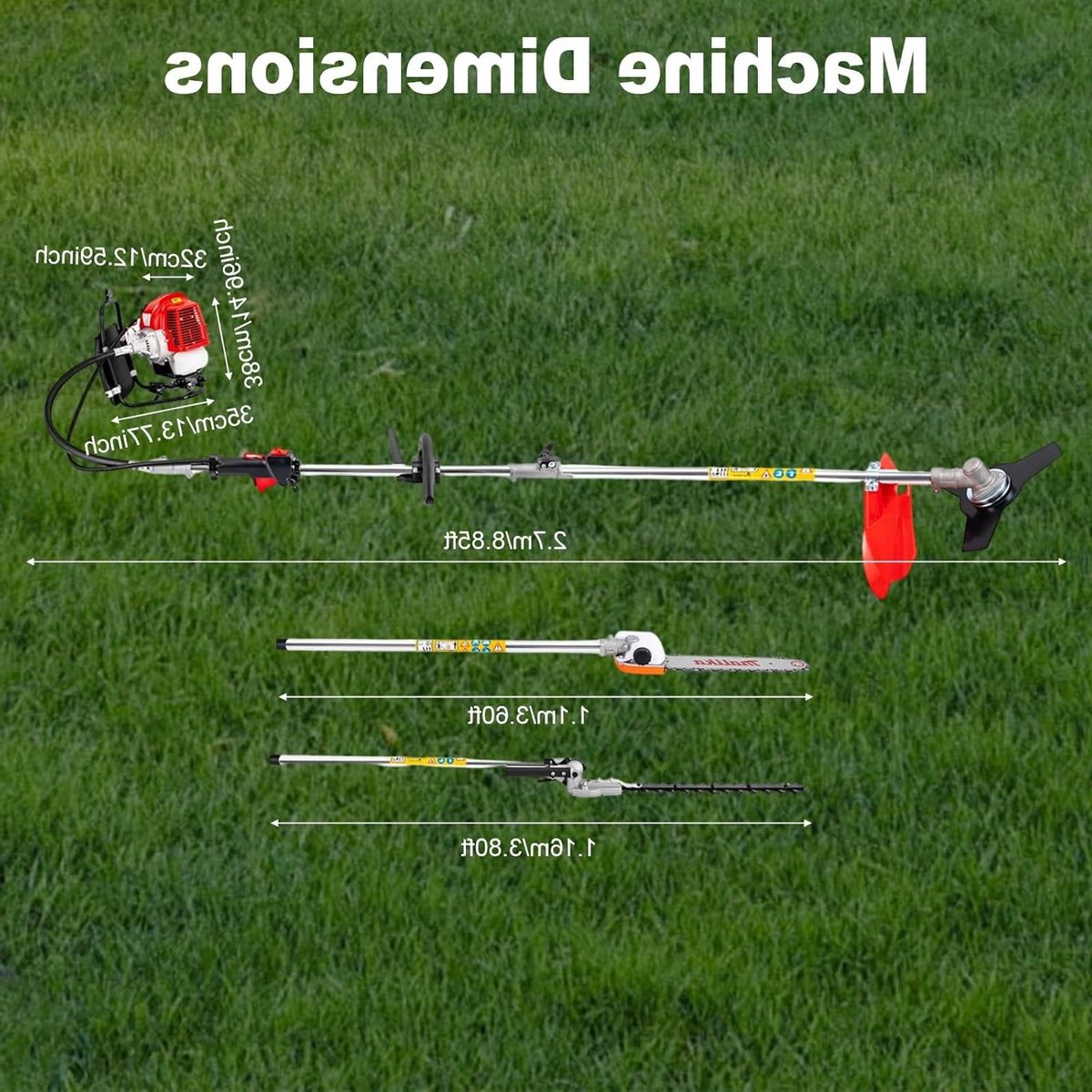 Benzine Heggenschaar - Bosmaaier Grastrimmer - Tuinonderhoud - 4-in-1 Multifunctioneel - 40 cm Snijbreedte - Rood