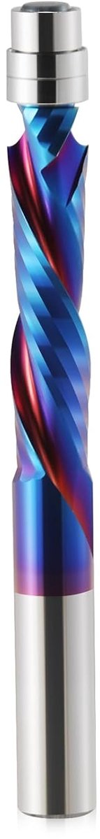 SnelShoppen - Spiral Flush Trim Frees Bit, 8mm Schacht, 35mm Snijlengte, Volledig Hardmetaal, Compressie Freesbits, Nano-Gecoat Spiral, 2 Snijkanten v