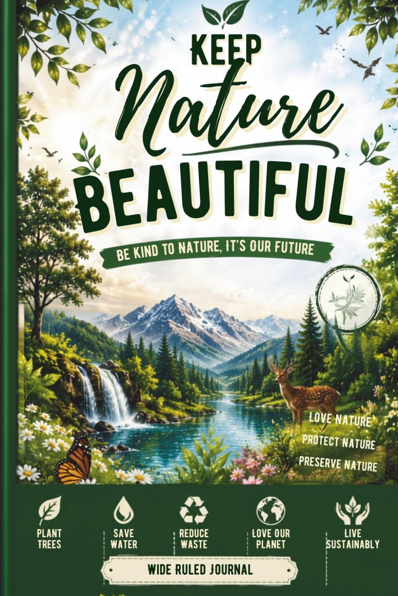 SnelShoppen - Keep Nature Beautiful Notitieboek - Natuur geïnspireerd Lined Notitieboek voor Dagelijks Schrijven - 120 pagina's - A5 Formaat - Groene