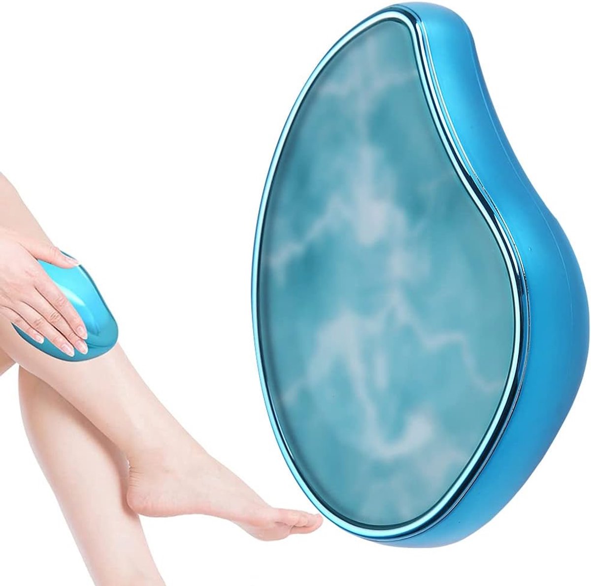 SnelShoppen - Crystal Haarverwijderaar, Pijnloze Exfoliërende Tool voor Mannen en Vrouwen, Herbruikbaar, Veilig Glas, Lichtblauw, Voor Rug, Armen en B