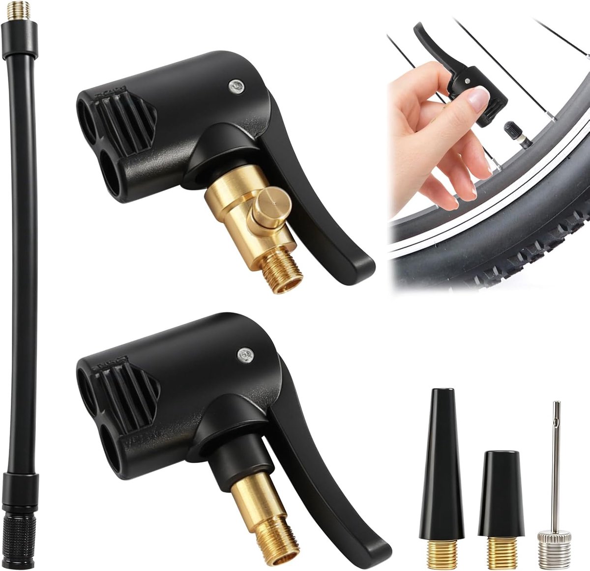 SnelShoppen - 6 Stuks Adapters voor Frans Ventiel - Fietsventieladapterset voor Auto, Motorfiets, Slagvast Messing, Handig voor Autobanden, Accessoire