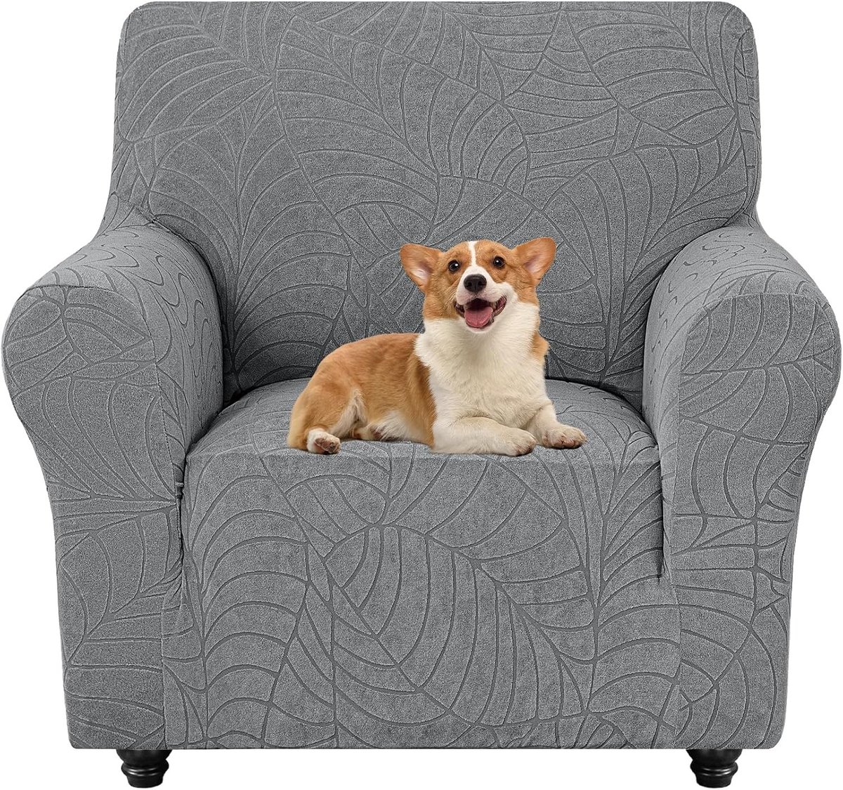Stretch Bankhoes 1 Zits met Armleuningen, Universele Sofahoes, Vuilafstotend en Elastisch Meubelhoes voor Honden en Katten, Lichtgrijs-02