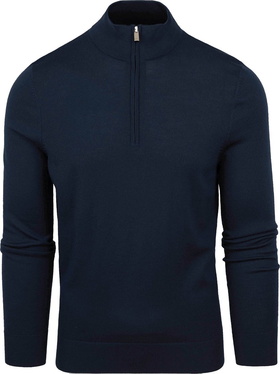 Suitable Merino Half Zip Trui Donkerblauw (navy) - Maat S - Heren - Quarter zip - Schipperstrui met rits - Volwassen mannen