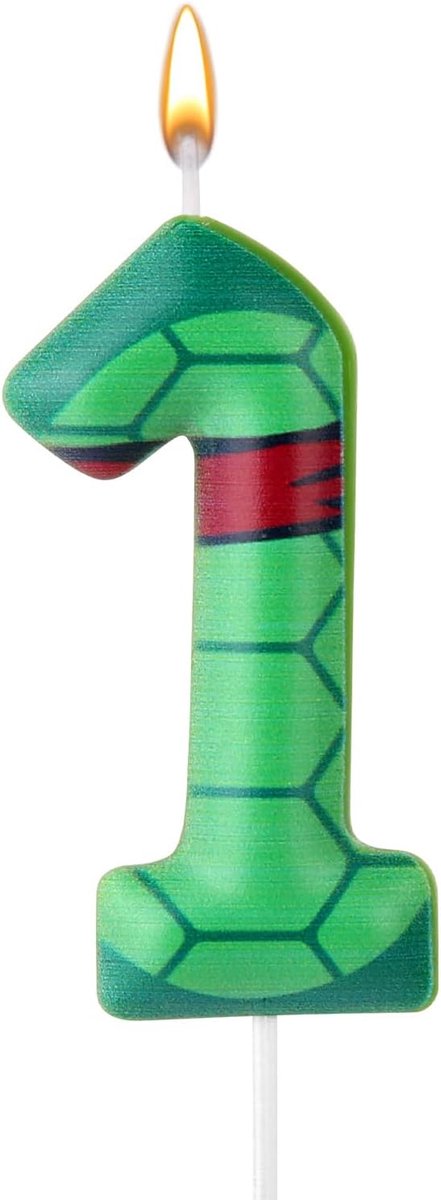 Shell Verjaardagskaars, Cartoon Turtle Themed Verjaardagsnummerkaars