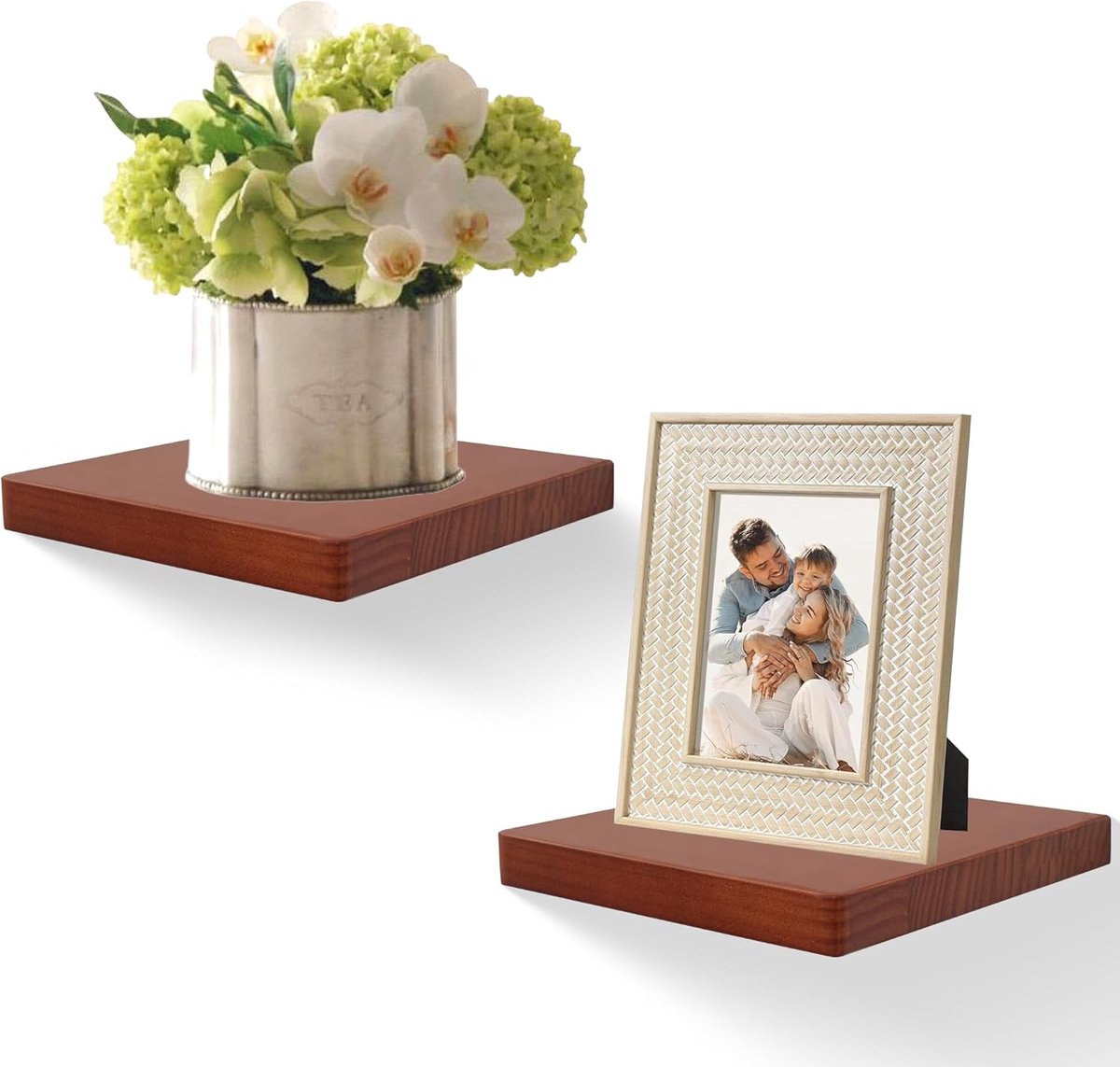 Wandregale, 2er-Set, 20,3 cm Massivholz-Quadratregale, kleine