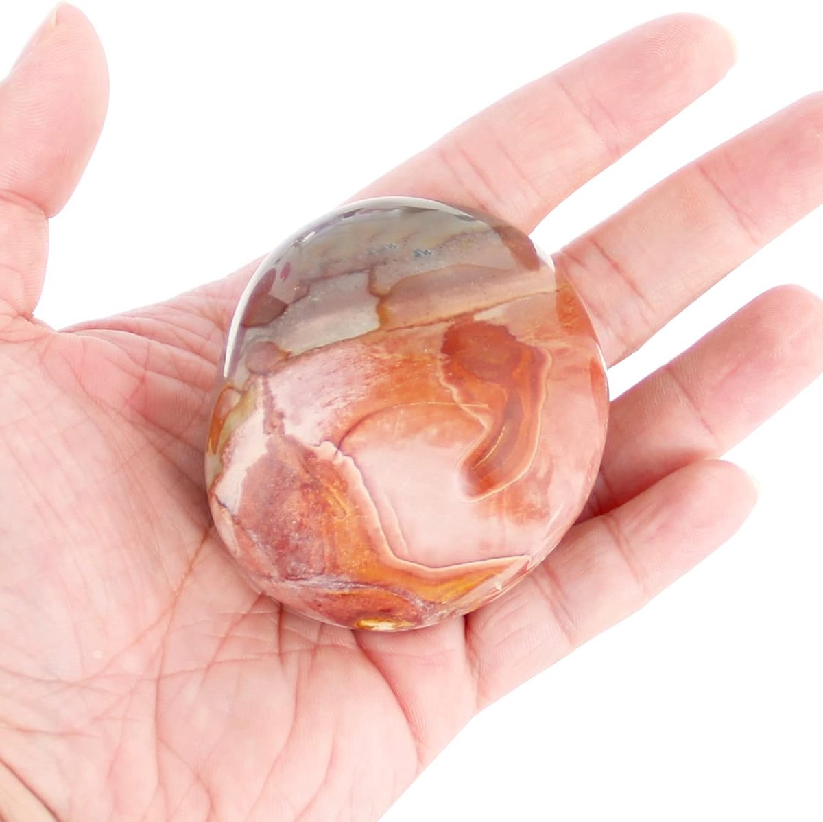 Oceaan Jaspis Palm Stone - Gladde Healing Crystal Worry Stone Met
