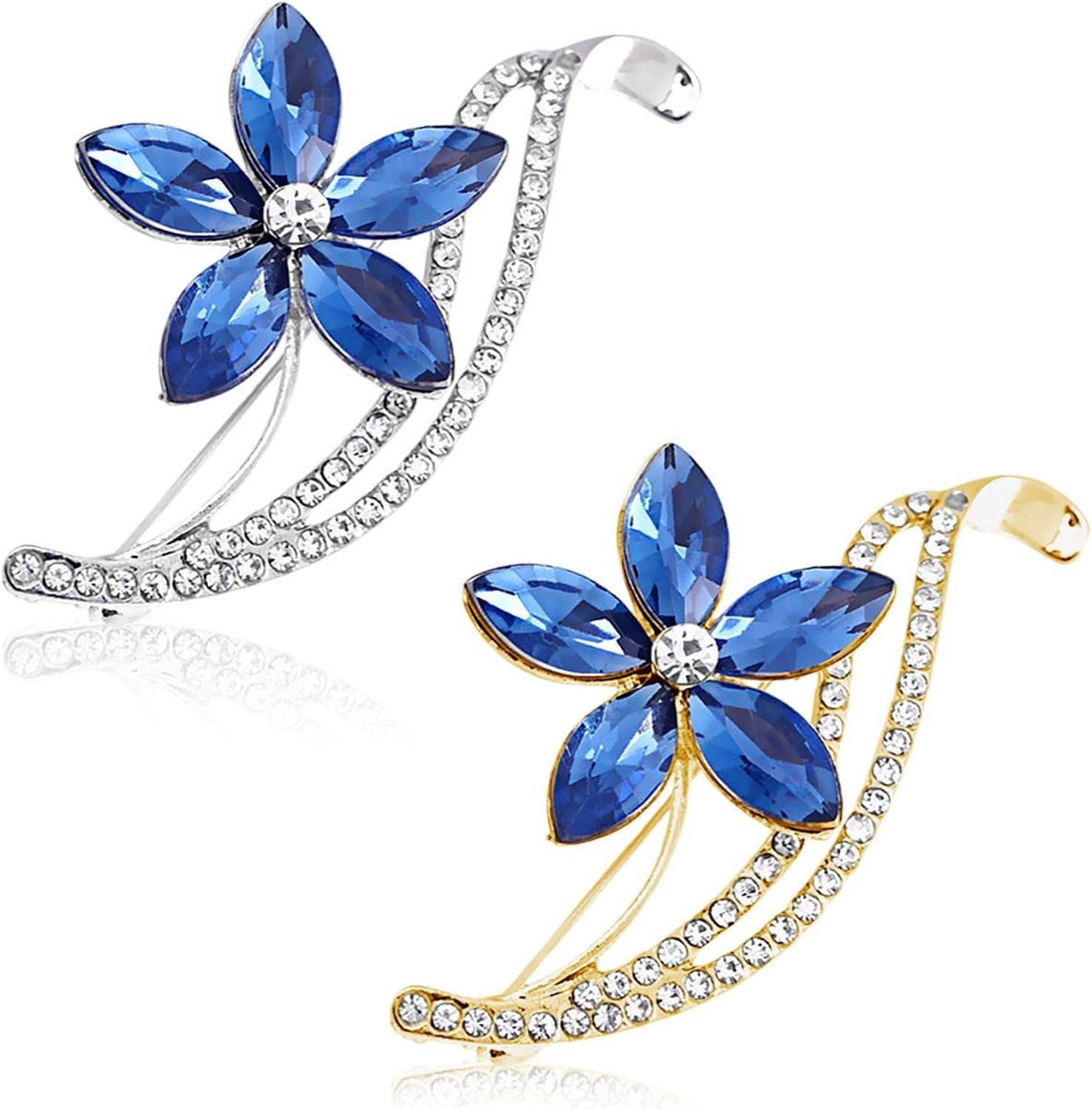 2 stuks dames kristallen broche, vintage elegante strass bloem broche