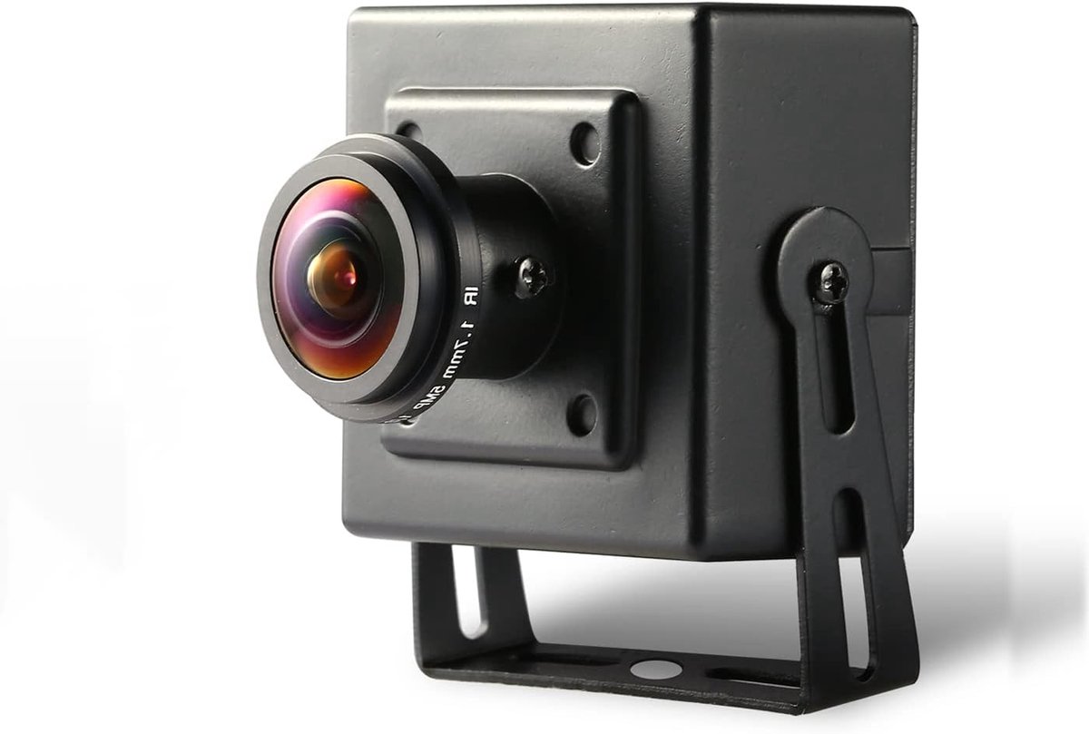 Fisheye POE IP Camera, 1,7 mm Fisheye Lens 170 Graden Kijkhoek P2P CCTV Camera met Externe Weergave H.265 HD 5MP Kleine Bewakings Camera voor Binnenshuis (I706-3-P-HS)