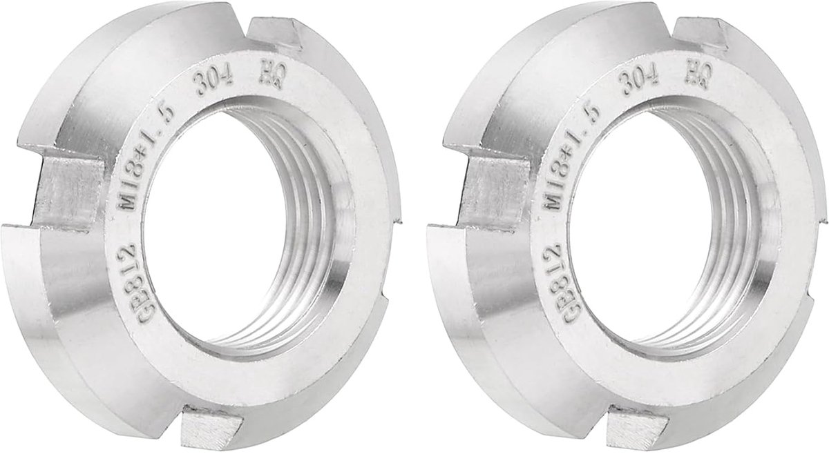 M18 x 1,5 mm, 2 stuks bevestigingsmoeren gegroefd met vier groeven