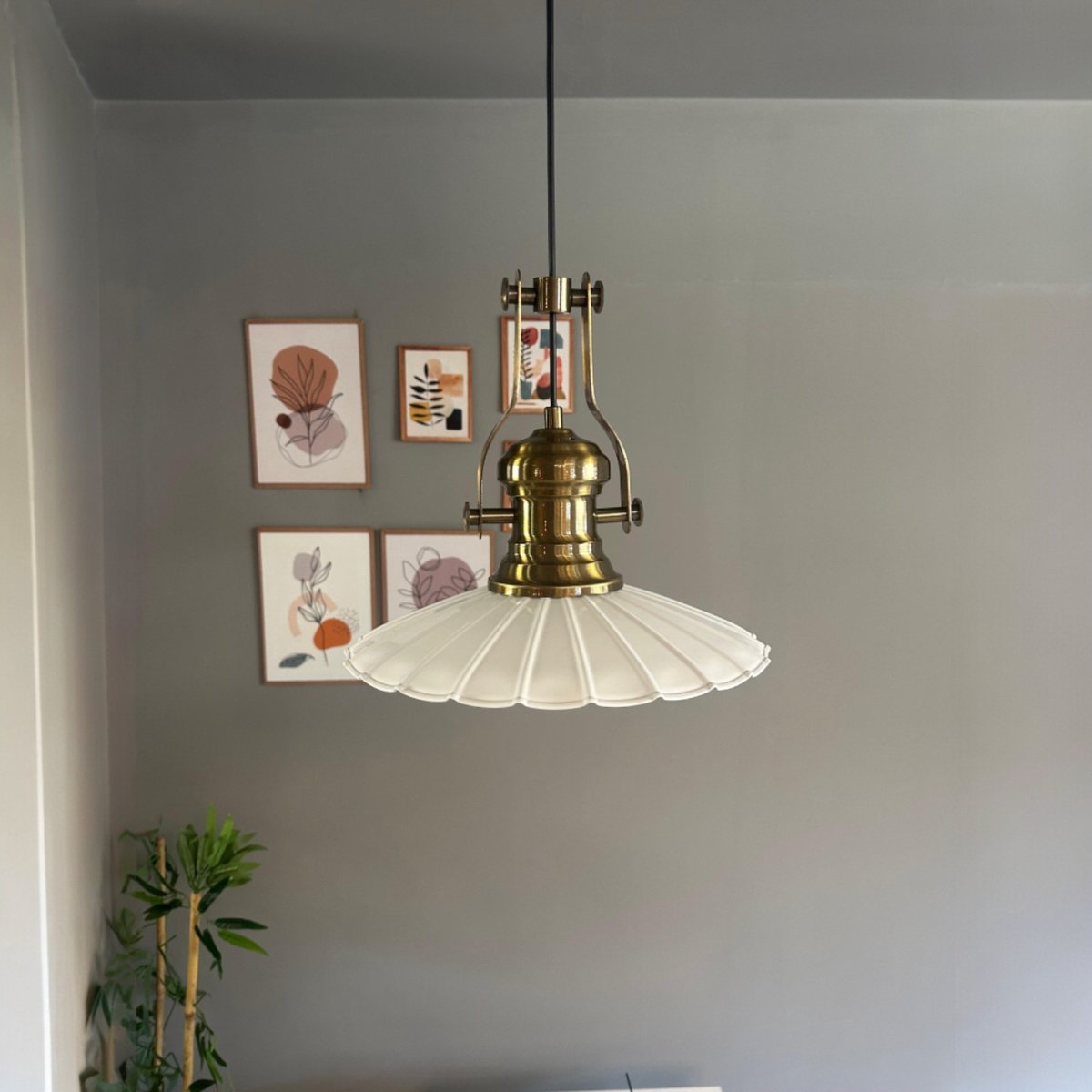 Bamyum Risso hanglamp, industriële Modern stijl, Ø34 cm, wit metalen lamp