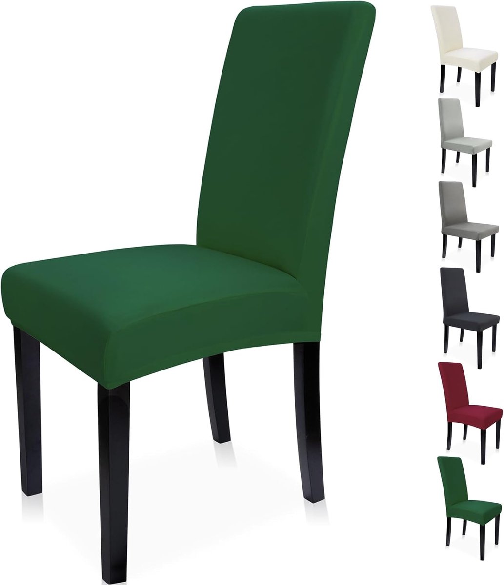 Stoelhoezen met rugleuning, 6 stuks, groen Universele stoelhoezen met