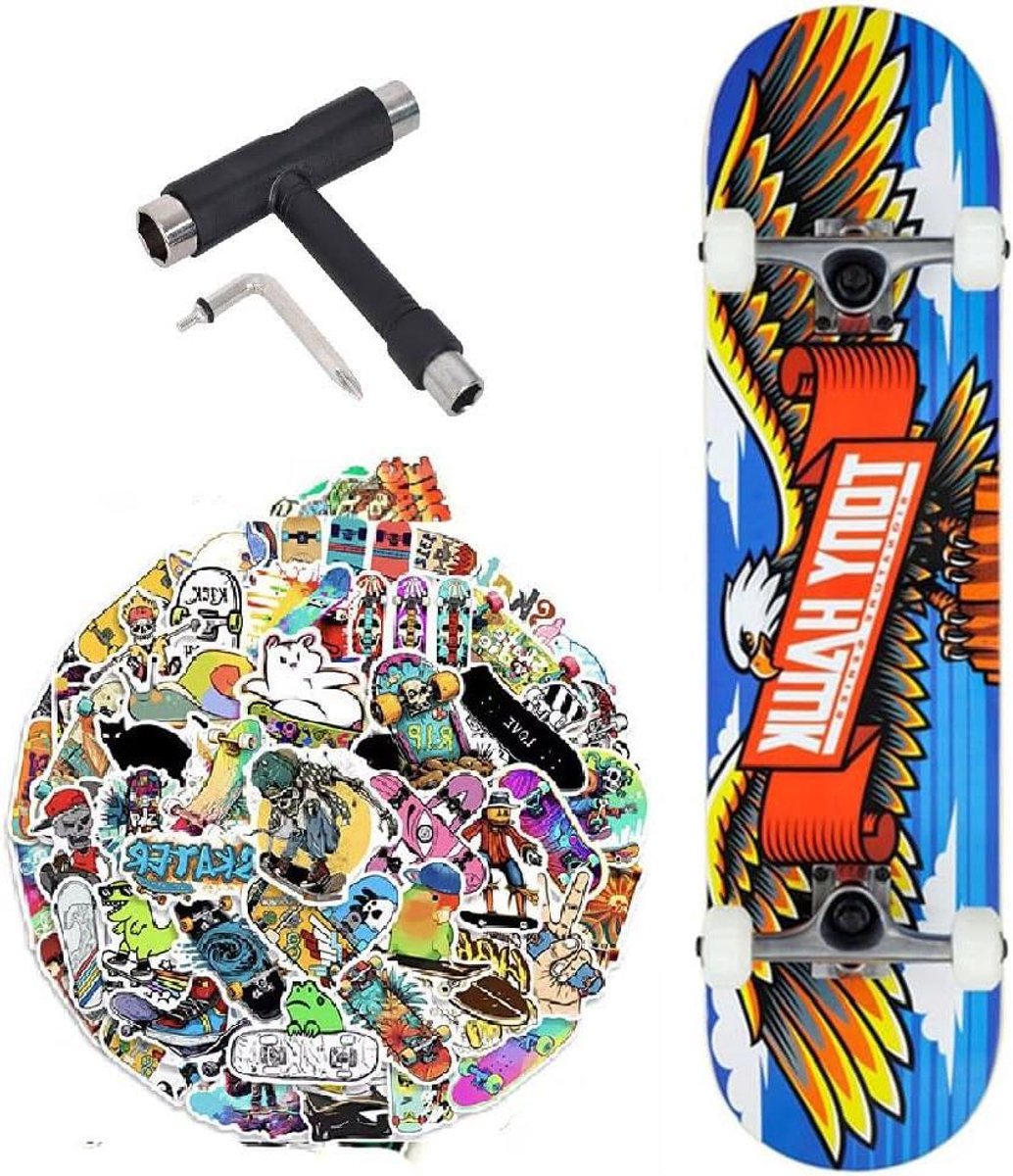 Complete Skateboard Beginners Skateboard Straat Skaten 7-laags Canadees Esdoorn Deck 8.0 inch Wingspan
