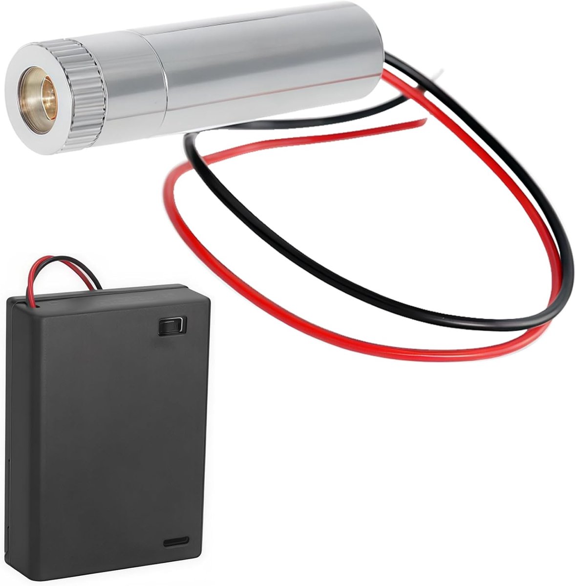 1PCS 650nm 3-5V Rode Laser Dot Module Diode met Driver Plastic Lens + 1pcs AA batterijhouders (vorm lichtbron: punt)