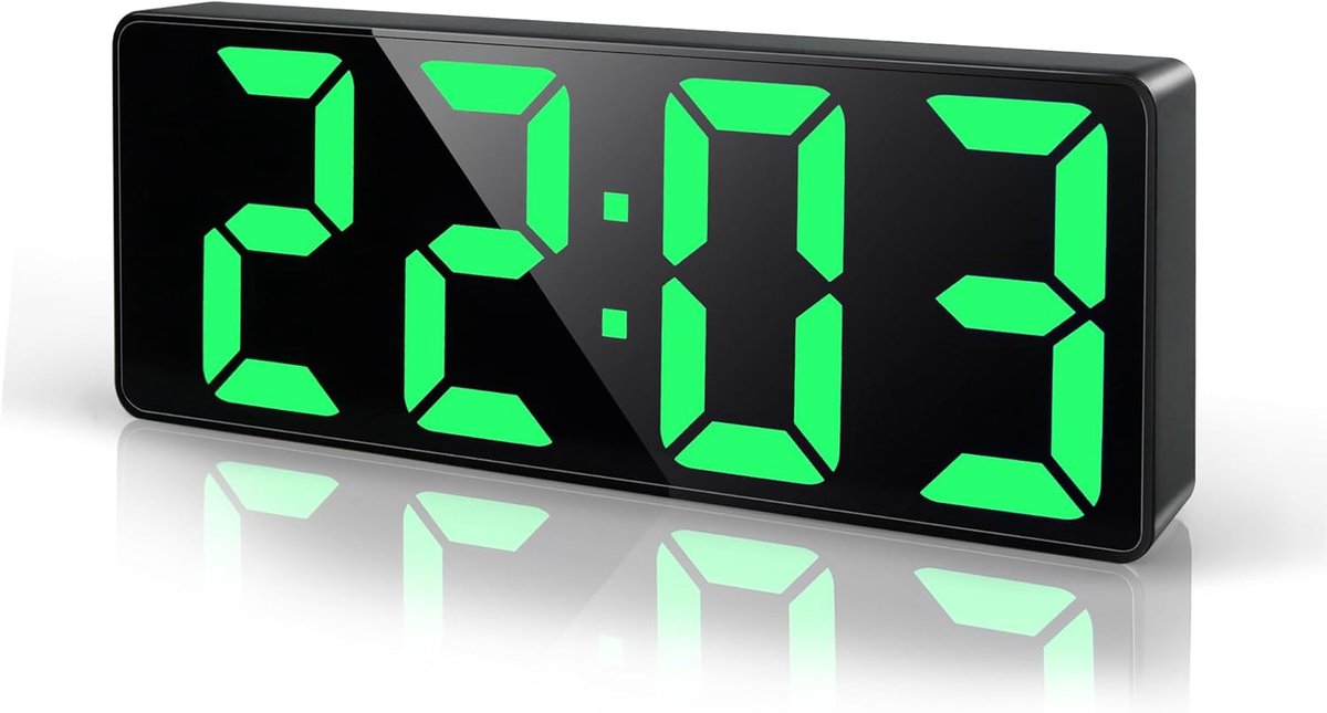 LED Digitale Wekker voor op Nachtkastje met 17 cm Groot Display, Sluimerfunctie, Type-C/Batterij Aangedreven, Verstelbare Helderheid, Datum, Temperatuur, Tafelklok voor Zwaar Slapers