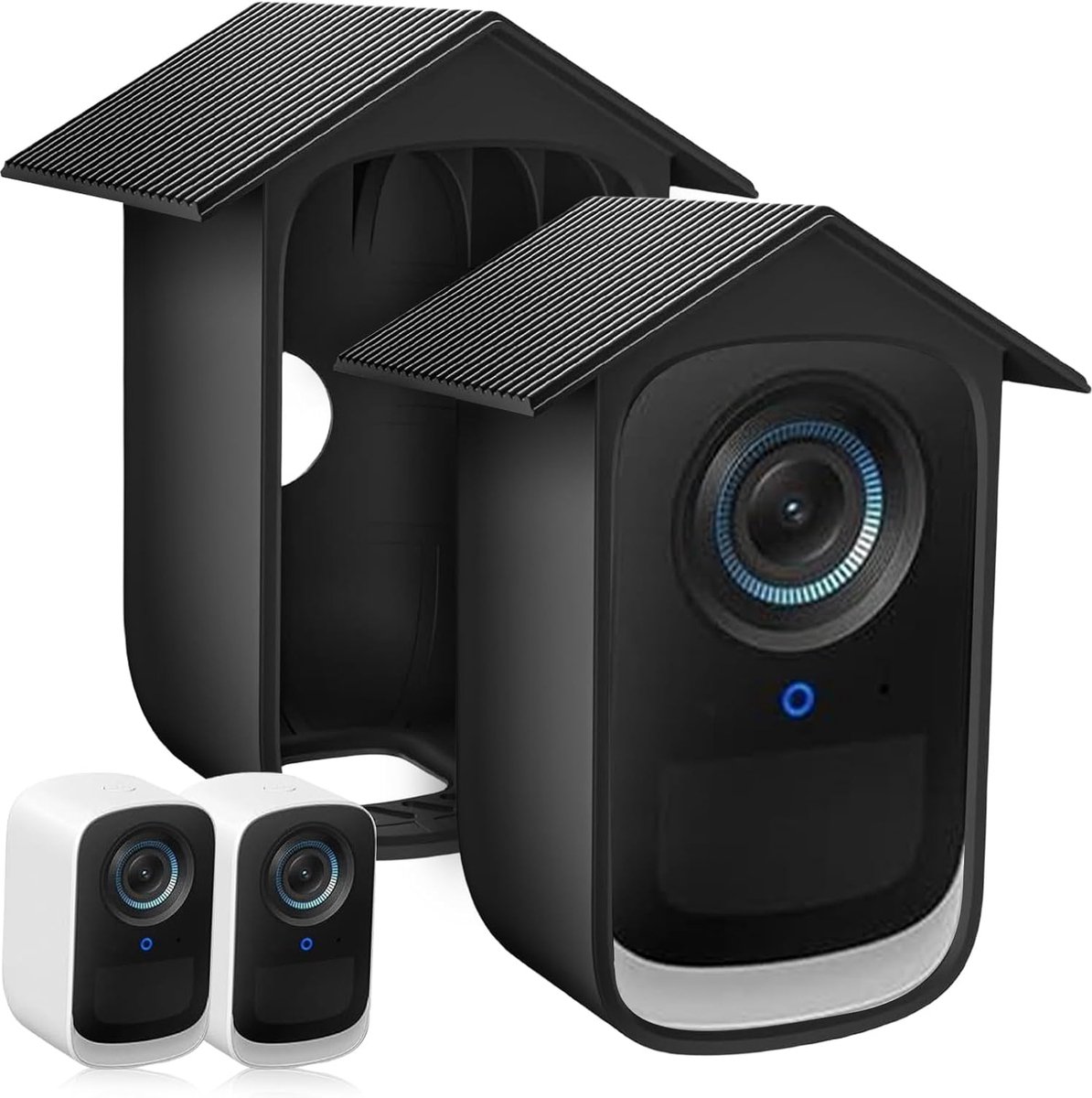 2 stuks weerbestendige siliconen hoes voor Eufy Security eufyCam S300 3C: Sporgo zwart siliconen beschermhoes bewakingscamera, waterdicht en beschermhoes voor Eufy Cam 3C Security camera